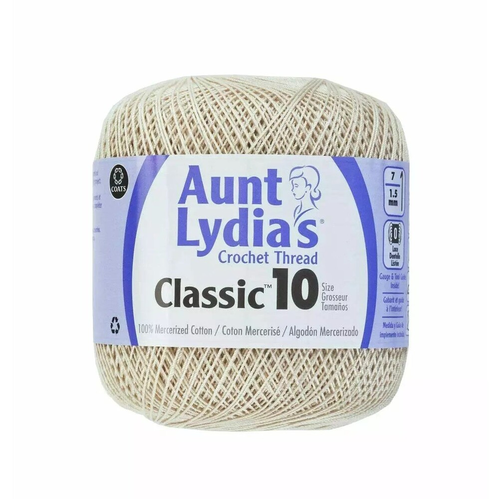 Aunt Lydia's ~ Crochet Thread ~ Classic Size 10 ~ 350 Yards -  Natural
